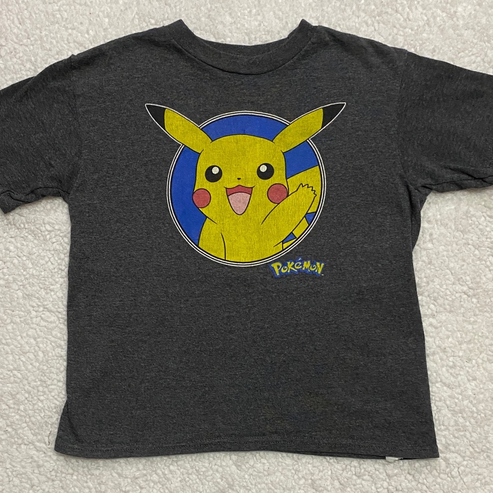 2015 Pokemon  size 7 Kids boys / girls unisex Dark Gray Pikachu T-Shirt